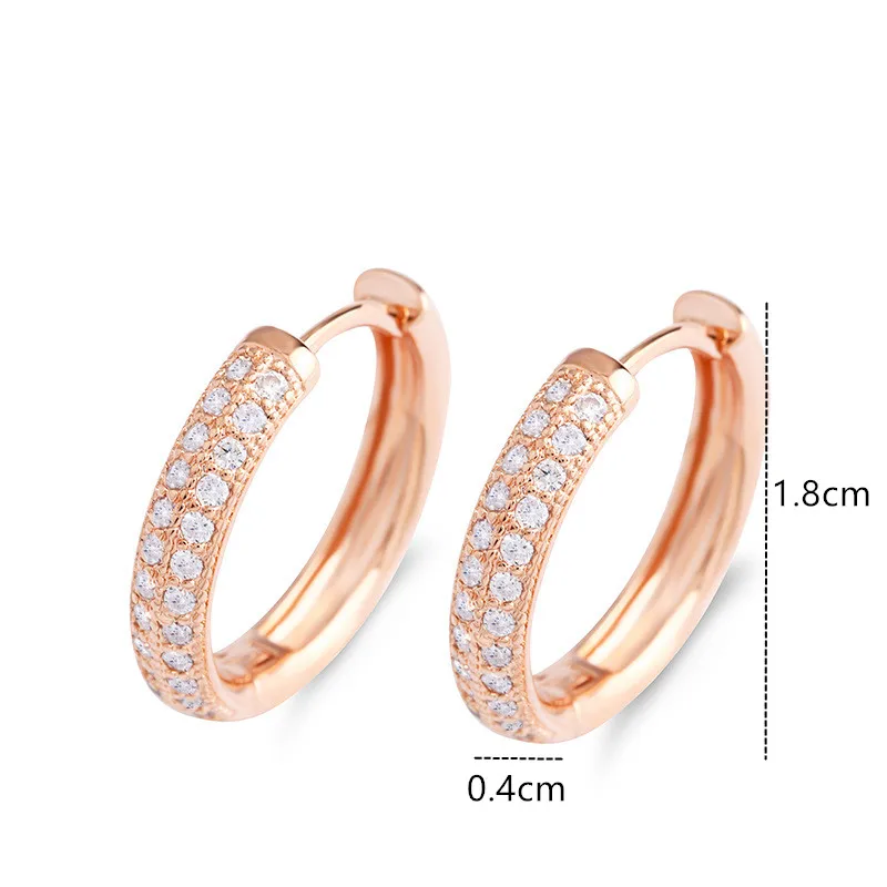 Серьги в форме кольца из розового золота 585 пробы с цирконом праздничный подарок