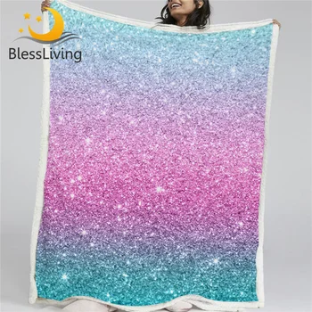 BlessLiving Colorful Realistic Blanket Girly Chic Blue Pink Pastel Colors Sherpa Flannel Fleece Blanket Trendy Bed Couch manta 1