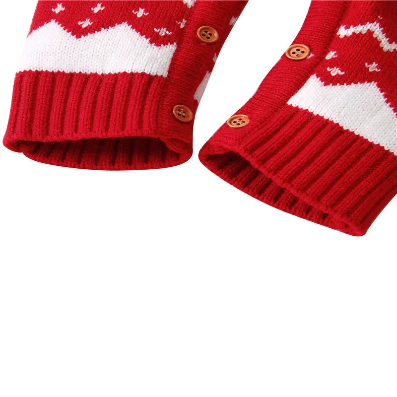 

0-18M Newborn Baby Cute Christmas Rompers Infant Winter Warm Knitted Long Sleeve Elk Printed Jumpsuit One-Pieces for Boys Girls