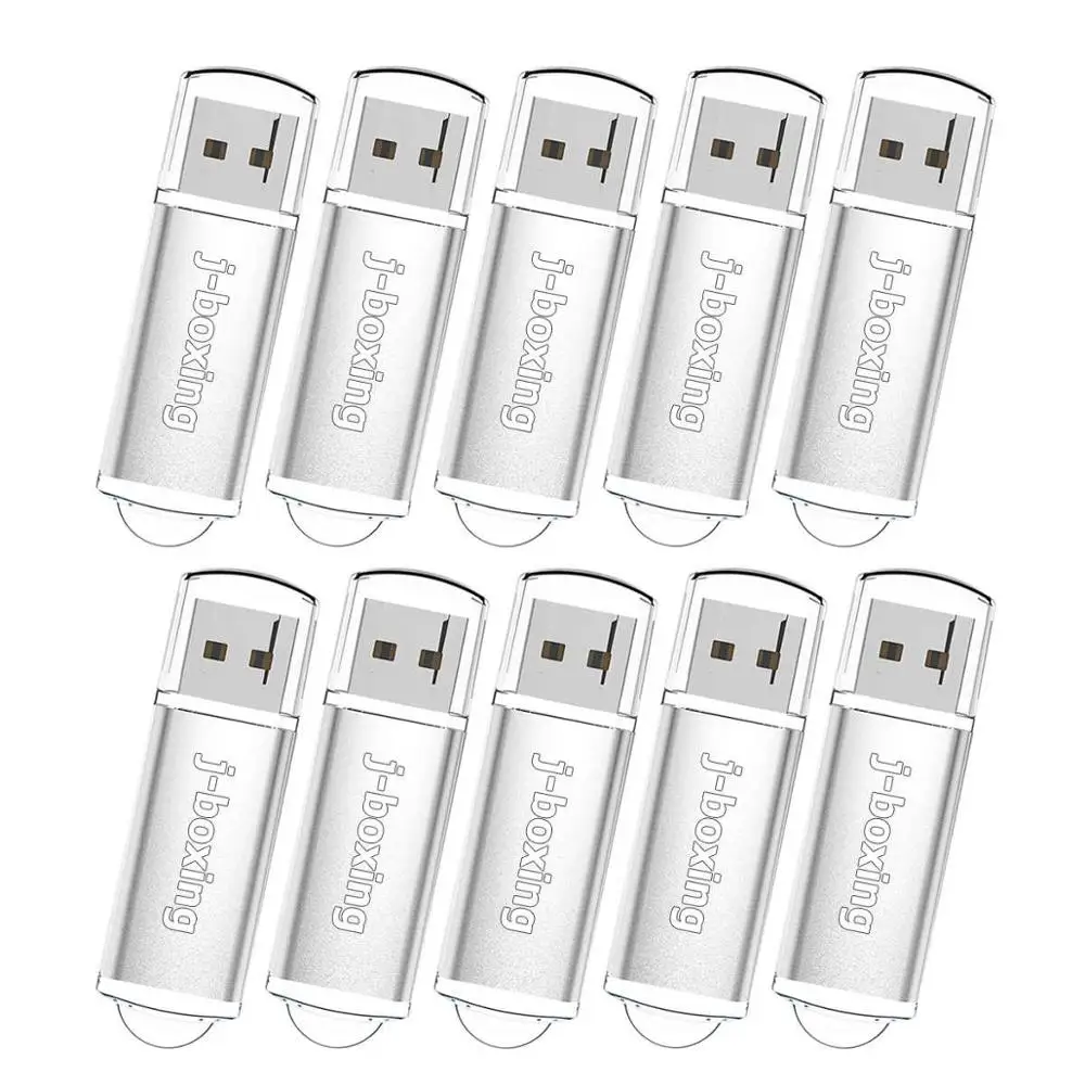 J-бокс USB флэш-накопитель 10 шт./упак. 1 Гб 2 Гб 4 ГБ 8 ГБ 16 ГБ оперативной памяти, 32 Гб встроенной памяти, прямоугольник флеш-накопитель флэш-накопитель USB 2,0 памяти с Кепки для ПК Mac - Цвет: Серебристый