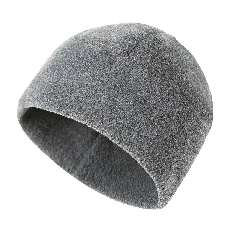 

Fleece Ski Hat Unisex Men Women Beanie Winter Warm Skiing Woolly Cap Solid Color Gray/Black Hats Cycling Cap