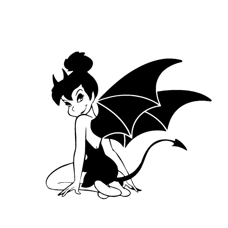 

Interesting Cool Bad Cute Evil Devil Girl Car Sticker Silhoutte Decal Black/white Nice Design Covering The Body,15cm*15cm