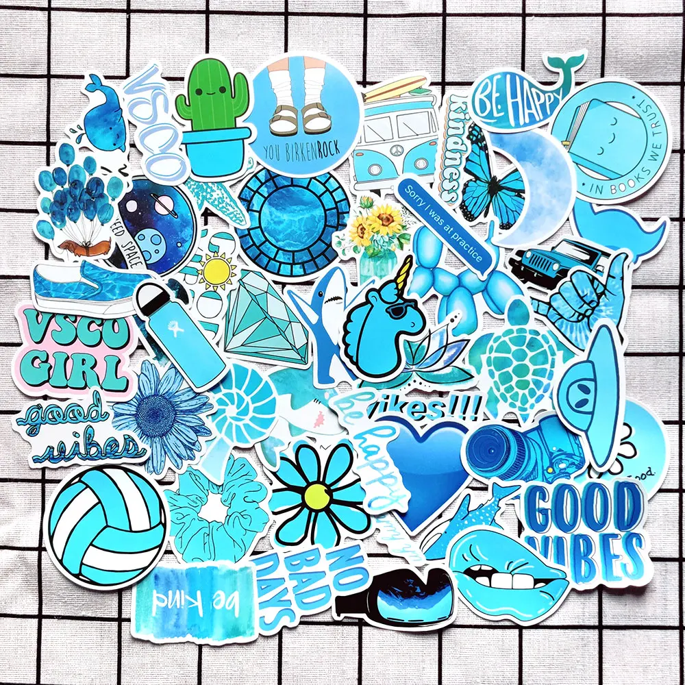 50 шт. синий VSCO наклейки девушка вещь классная Водонепроницаемый для ноутбука