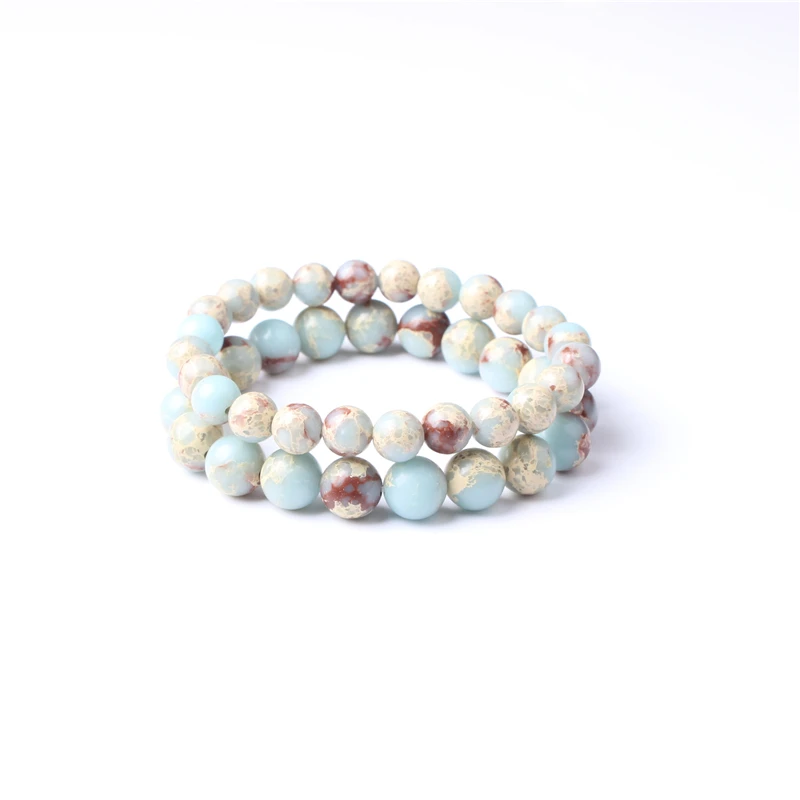 Браслет из натурального камня Lingxiang эластичный разноцветный 6/8 мм для мужчин и