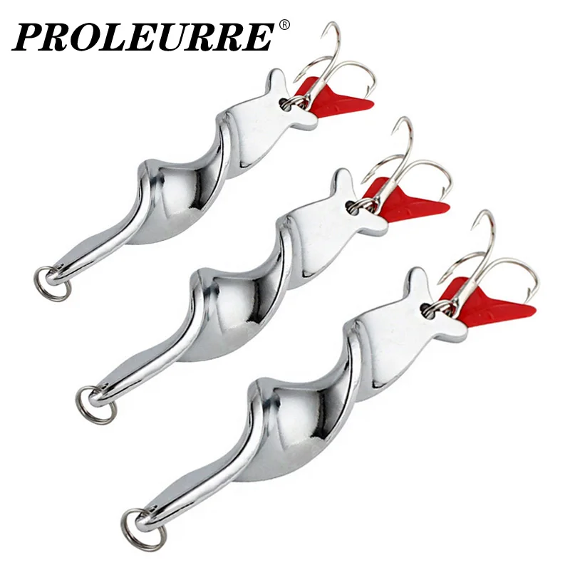 1Pcs Rotating Silver Metal Spinner Spoon Fishing Lures 10g 14g 21g 28g Artificial Baits For Trout Pike Pesca Treble Hook Tackle