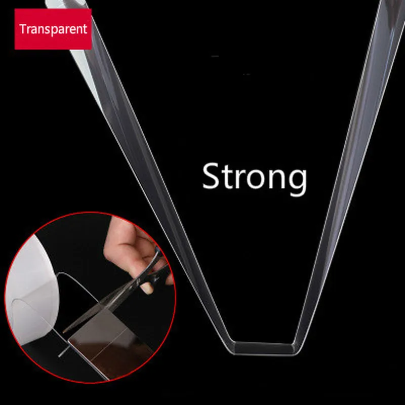 Нано-лента 1 м/3 м/5 м Двусторонняя прозрачная многоразовая водонепроницаемая