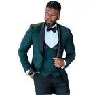 Стильные зеленые смокинги для жениха мужские рабочие деловые костюмы для вечевечерние НКИ выпускного вечера пальто жилет брюки комплекты на заказ : 221