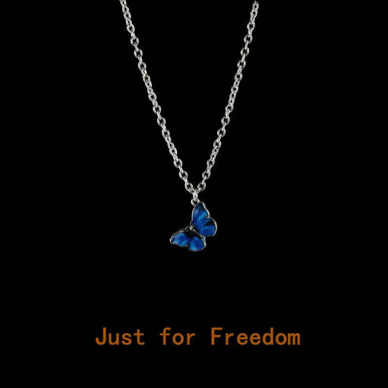 

Butterfly Necklace INS Cold Wind Titanium Steel Clavicle Chain Alloy Necklace Simple Retro Fragrance Clothing Accessories
