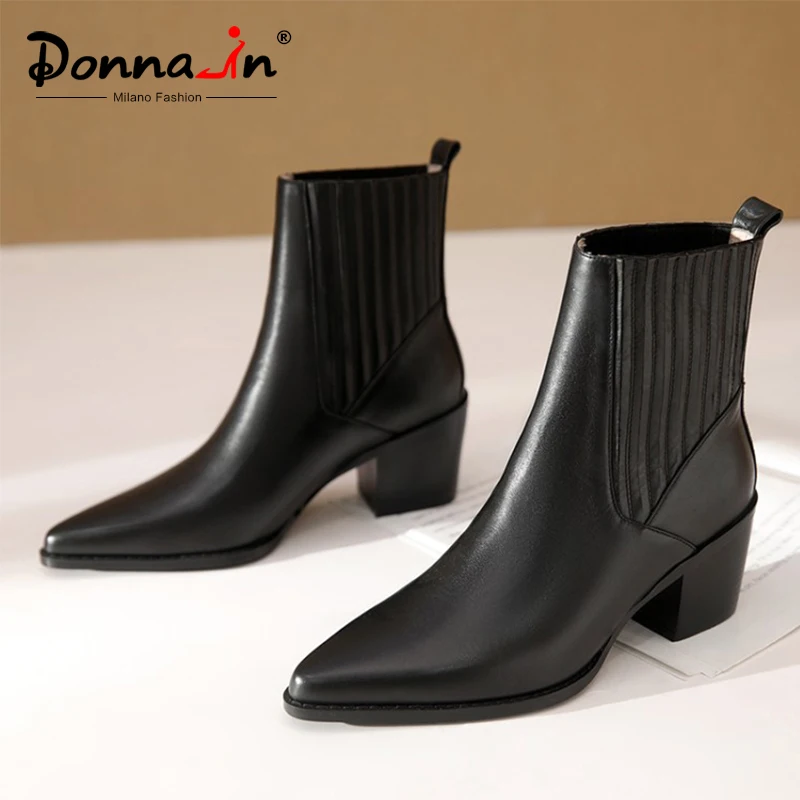 Женские ботинки на высоком каблуке Donna-in из натуральной кожи пикантные с острым