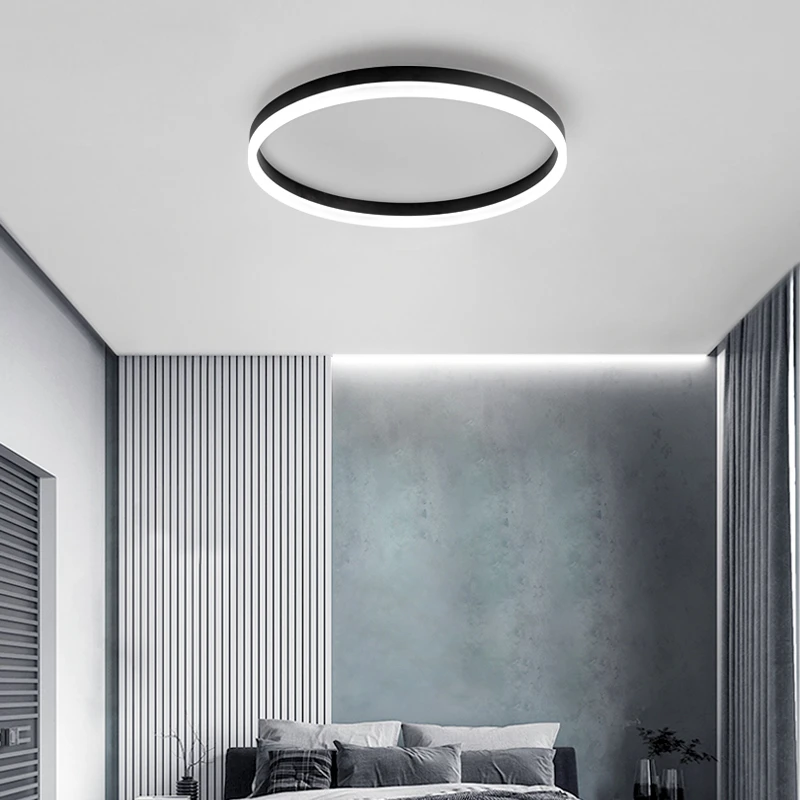 Candelabros acrílicos Led modernos para dormitorio lámpara de interior sencilla redonda, accesorios de iluminación, Luminaria, luces de Color blanco, negro y dorado