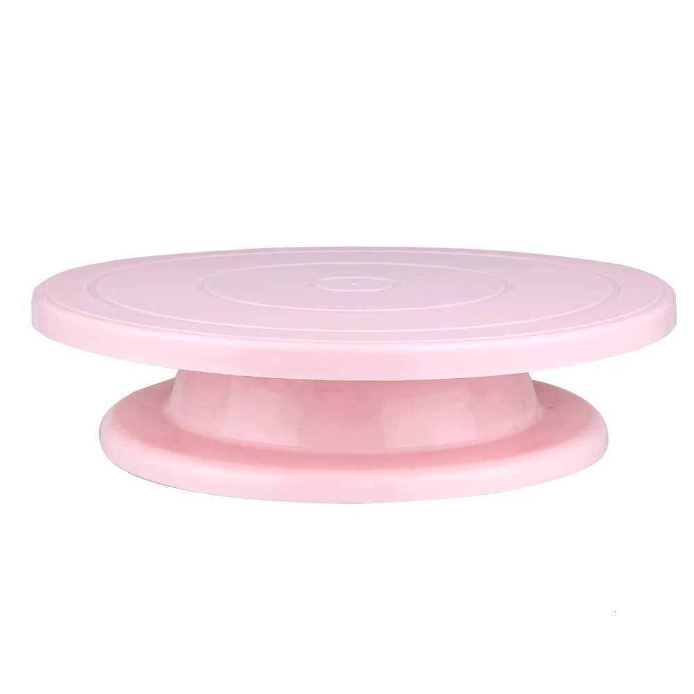 L-pink Поворотный стол для торта на день рождения, вращающийся пластиковый Противоскользящий декор для торта, поворотный стол для торта, круглая подставка для торта, кухонные инструменты для выпечки - Цвет: L-pink