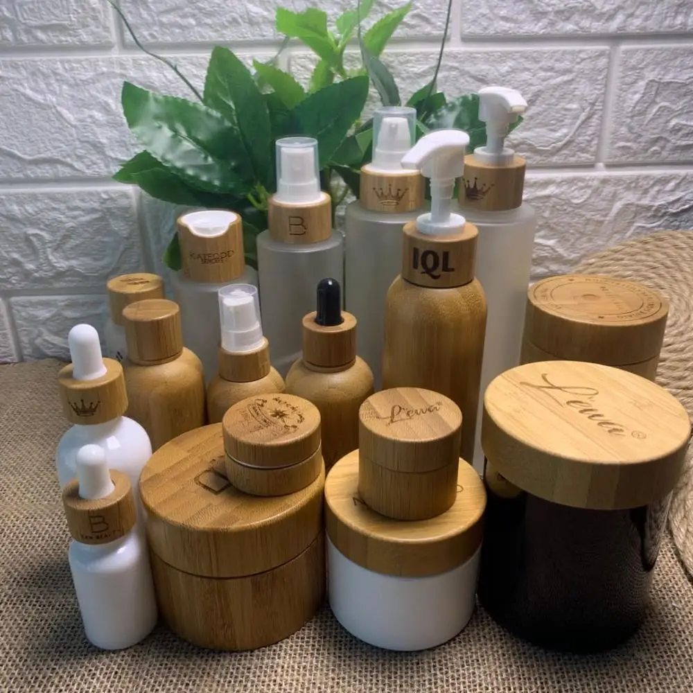 

Recycled 10g Lip Balm Hair Serum Cosmetic Jar Luxury Bamboo Aluminum Bamboo Container With Inner Aluminum, Eye Cream Bamboo Jar