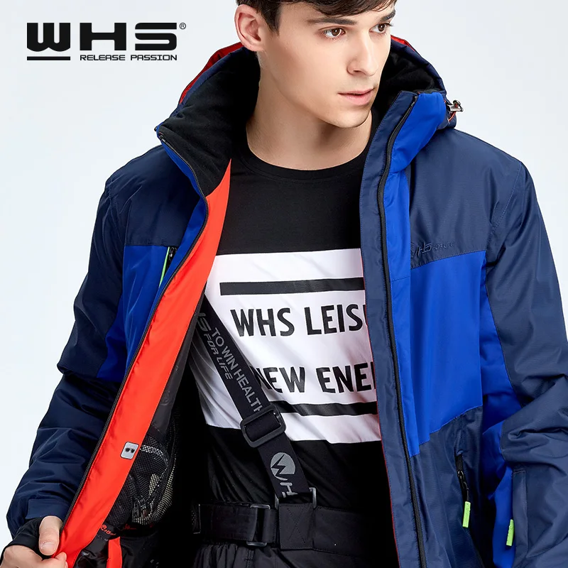 WHS Горячая Мужская зимняя Лыжная куртка уличная ветрозащитная водонепроницаемая