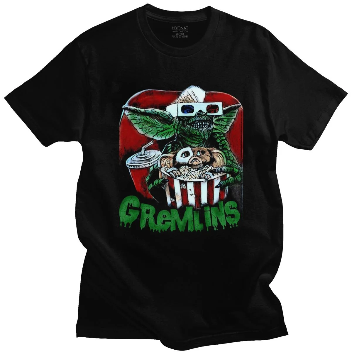 

Футболка мужская с надписью «grmlins», хлопковая рубашка с коротким рукавом, в стиле 80-х фильмов, монстр могвай, ужас, ретро, научная фантастика, ...