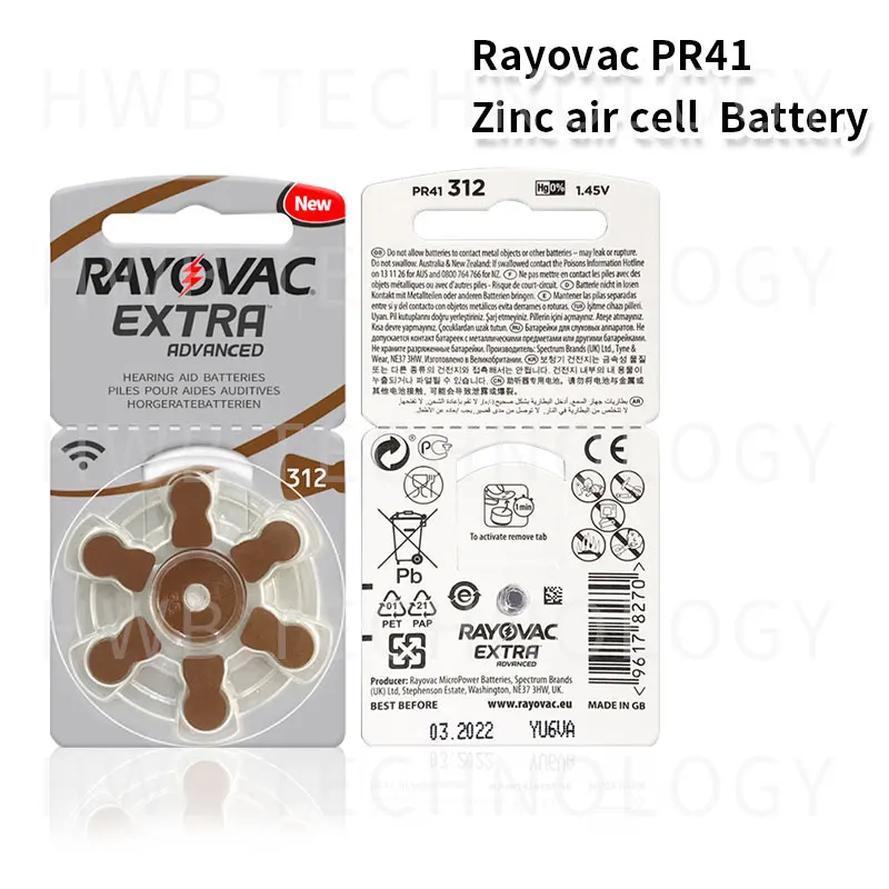 30x5 (Карта) батареи Rayovac для слухового аппарата высокой производительности