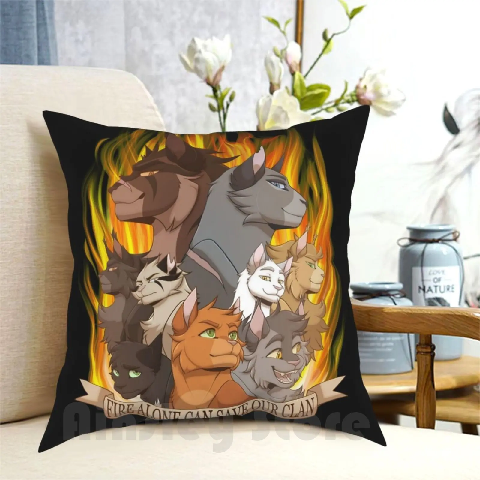 

Fire Alone Pillow Case Printed Home Soft DIY Pillow cover Cats Felines Cat Kitty Awesome Cool Fire Flames Fireheart Firepaw