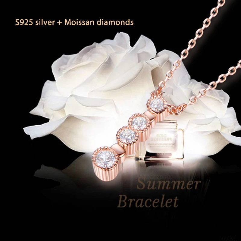 

TKJ 2021 New in fashion Strip Shape Pendant S925 Silver Necklace Simple for Career Women Clavicle Chain
