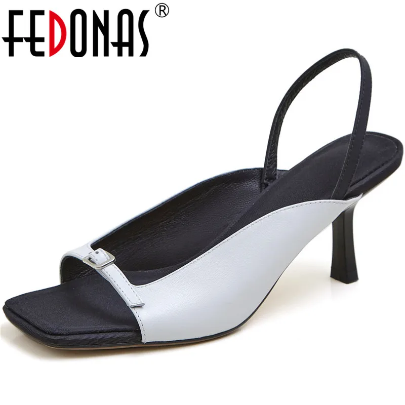 Женские босоножки FEDONAS элегантные из натуральной кожи с открытым носком на