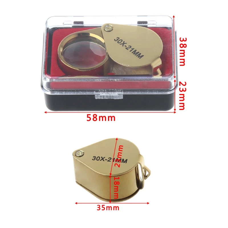 

W0YD Portable Jewelers Eye Loupe Magnifier Magnifying Glass Jewelry Diamond 30x21mm