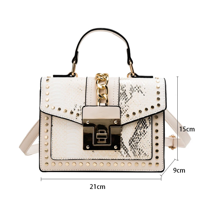 

Luxury Serpentine Shoulder Bag Women PU Leather Crossbody Bag Fashion Chains Messenger Bag Brands Lock Lady Handbag