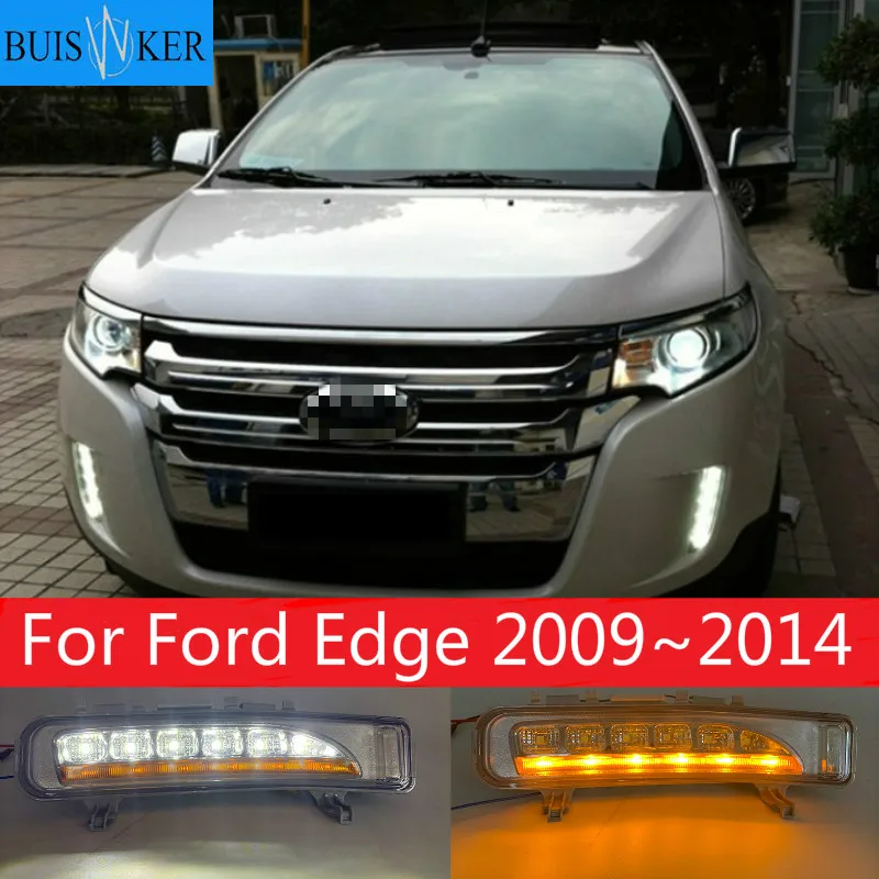 

For Ford Edge 2009~2014 Daytime Running Light DRL LED Fog Lamp Cover With Yellow Turning Signal Functions