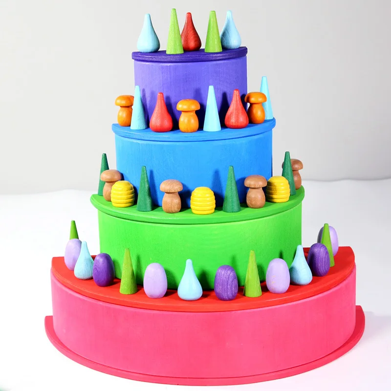 DIY Wooden 12 colors Rainbow Baby Color Cognitive Building Blocks kids/children Educational Toys Adult Creative Ornaments
