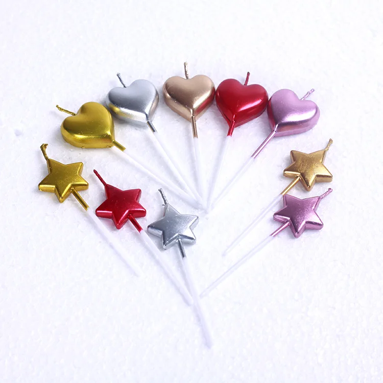 Украшение для торта на день рождения звезды в форме сердца любовь золотые