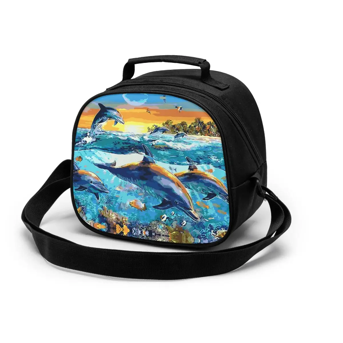 

Dolphins electric Children's meal bag Dolphins Functional Pattern Cooler Lunch Box Thermal Food Picnic kids Lunch Bags For Women