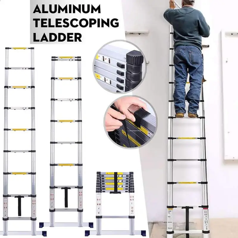 

New Aluminum Alloy Telescopic Extension Ladder Multi Purpose Folding Ladders Heavy Duty Safe And Durable Construction Tools HWC