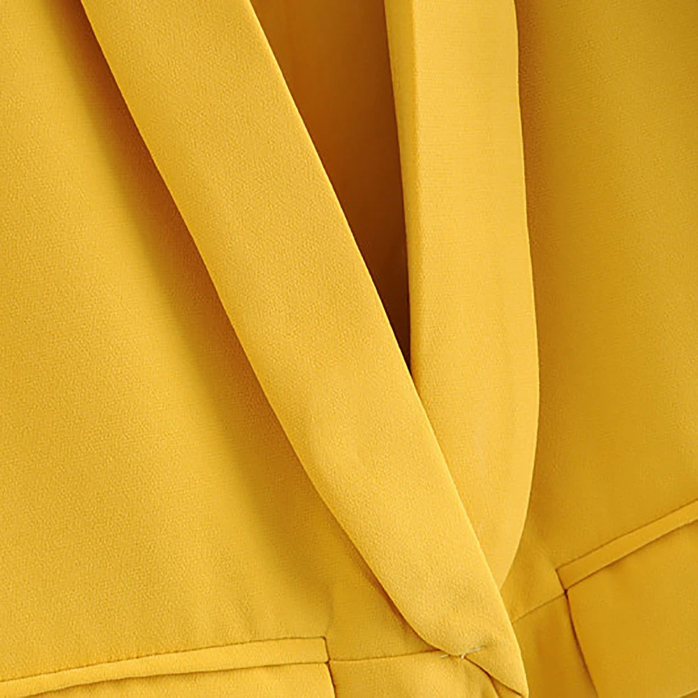 

Nice Pop Women Elegant Crimping Three Quarter Sleeve Casual Blazer Candy Colors Open Stitch Female Stylish Outwear Coats