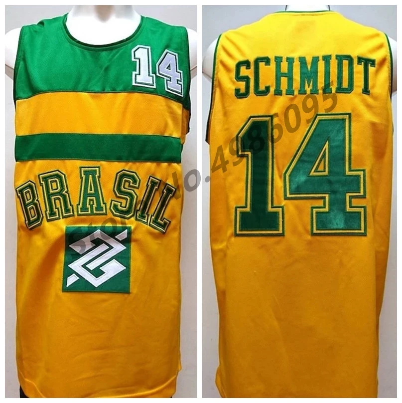 

Oscar Schmidt #14 Brasil Brazil Retro Basketball Jersey Mens Stitched Custom Any Number Name Jerseys