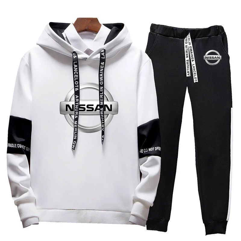 

2021 trend classic New Spring Men Nissan Print Hoodies Sweatpants Comfortable Cotton Harajuku Trousers Sport Suit
