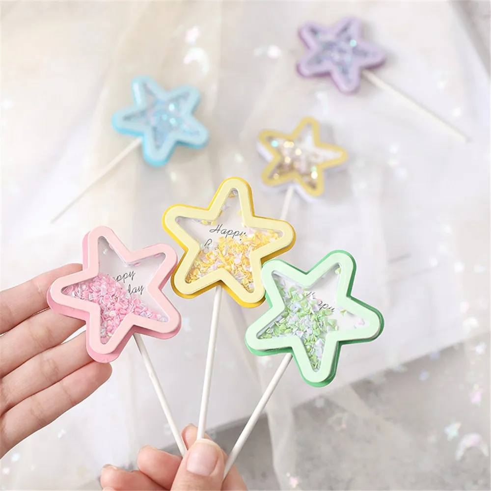 

Colorful Stars Cake Topper Baby Shower Birthday Diy Cake Top Flags Decoration Cupcake Topper Baby Shower Mermaid Party Supplies