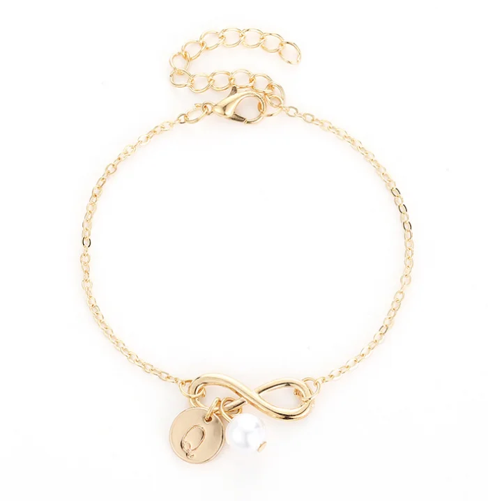 Модные цифровые 8 бесконечных счастливых нитей шарм браслеты для женщин Алфавит