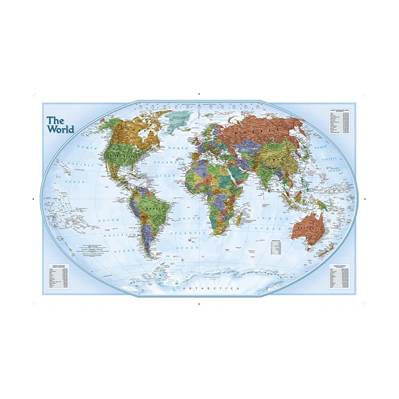 

150x225cm The World Map Posters and Prints Wall Art Picture Canvas Painting for Education Office Home Decoration