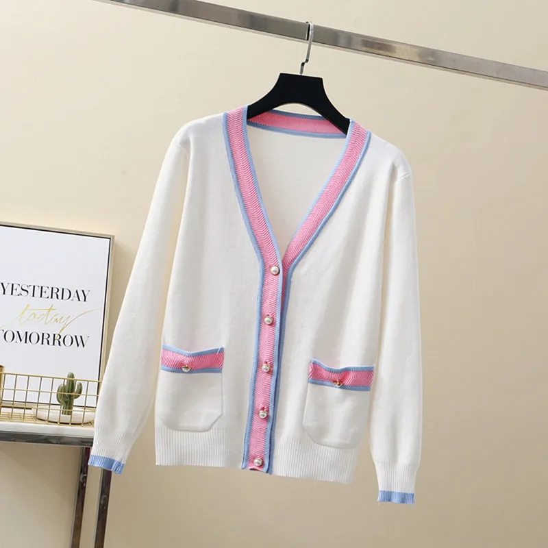 Женский однобортный Кардиган в полоску трикотажный кардиган контрастных цветов