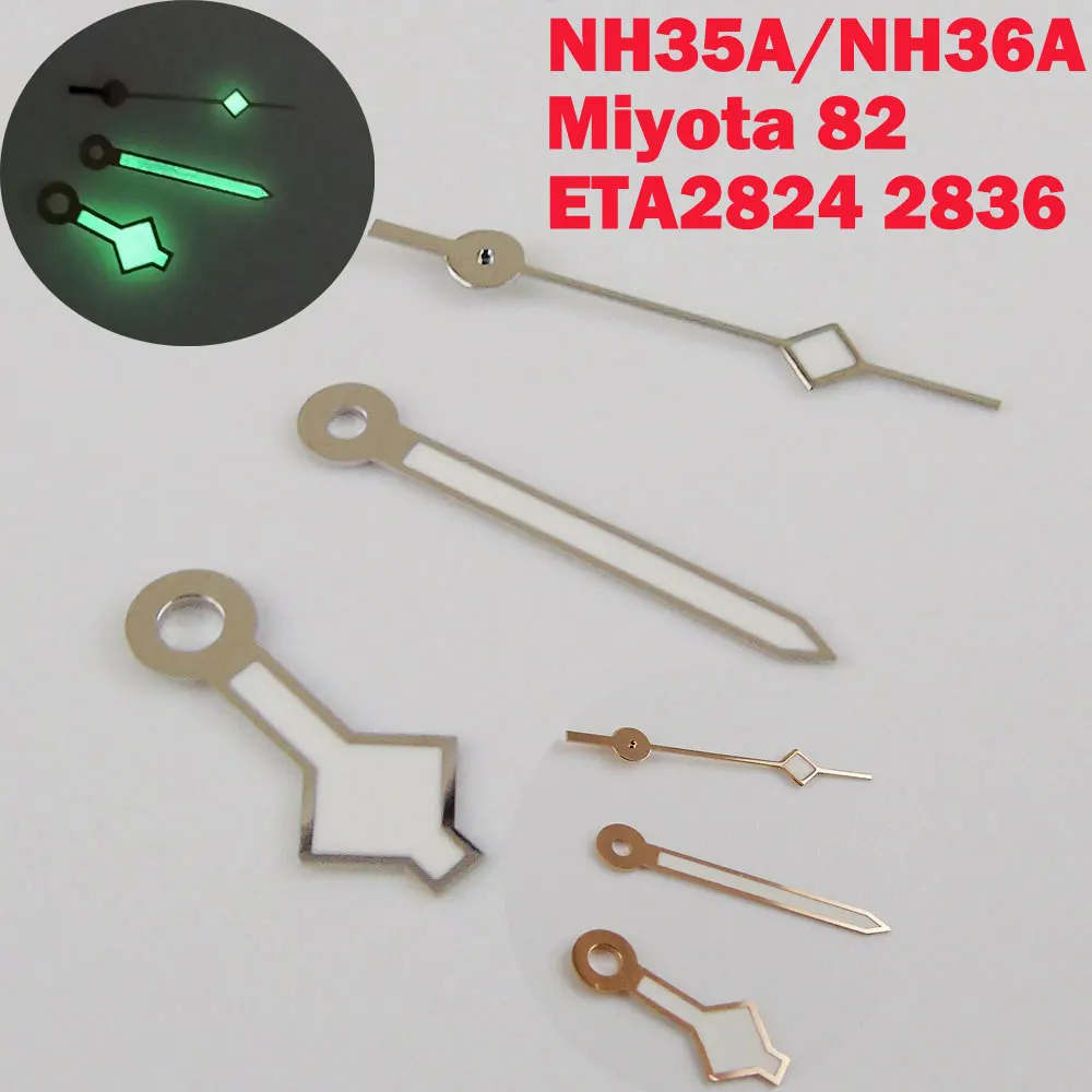 Snowflak часы стрелки зеленые Lume иглы для NH35 NH36 Miyota 8215 821A 8205 ETA 2824 2836 Mingzhu/DG 2813
