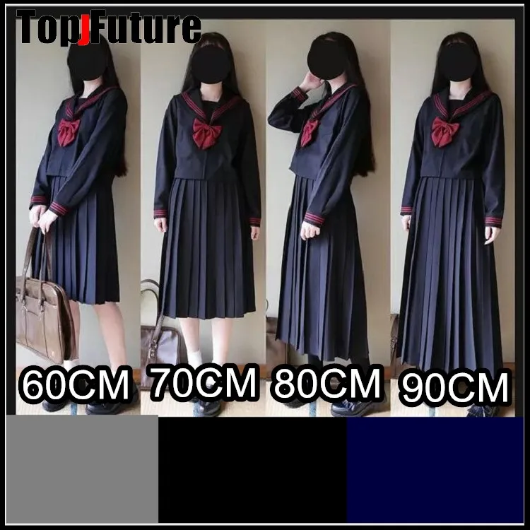 Японская школьная форма для девочек однотонный плиссированный костюм JK черный