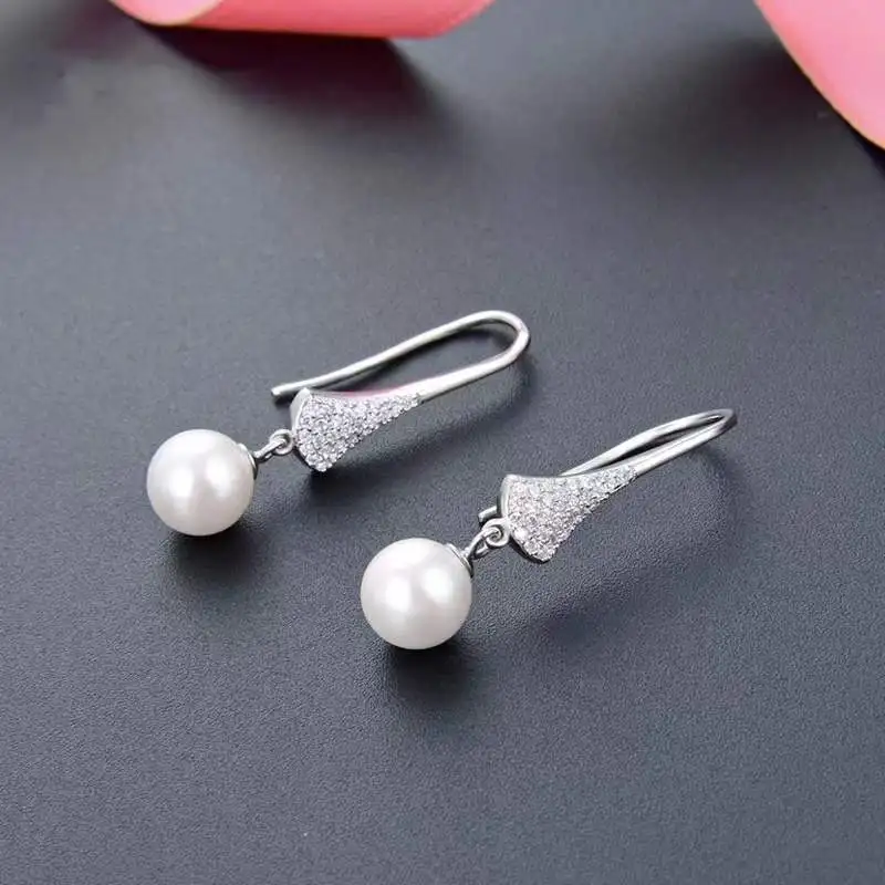

Natural Pearl Drop Dangle Earrings S925 Sterling Silver Geometric Stud Earrings Hoop Luxury Quality Zircon Women Fashion Jewelry