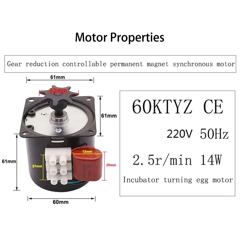 220V двигатель с шестерни автоматический поворот яиц Системы цепи Длина 100 см