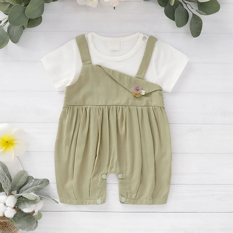 

Brand Clothing Newborn Autumn Baby Climbing Clothes Cotton Bow Baby Girls short Sleeve Rompers One-piece ClothesS27