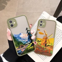 travel scenery phone case for iphone 12 13 mini 11 pro max x xr xs max 7 8 plus se 2020 mountain windmill gondola back cover