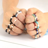16 style multi color natural stone pearl beaded adjustable charm rings for women girls 2022 fashion bohemia jewelry gift female