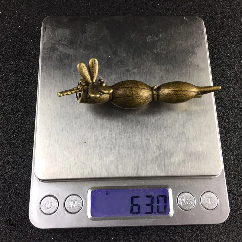 Ручная работа винтажная латунная медная статуя в форме стрекозы с корнем лотоса