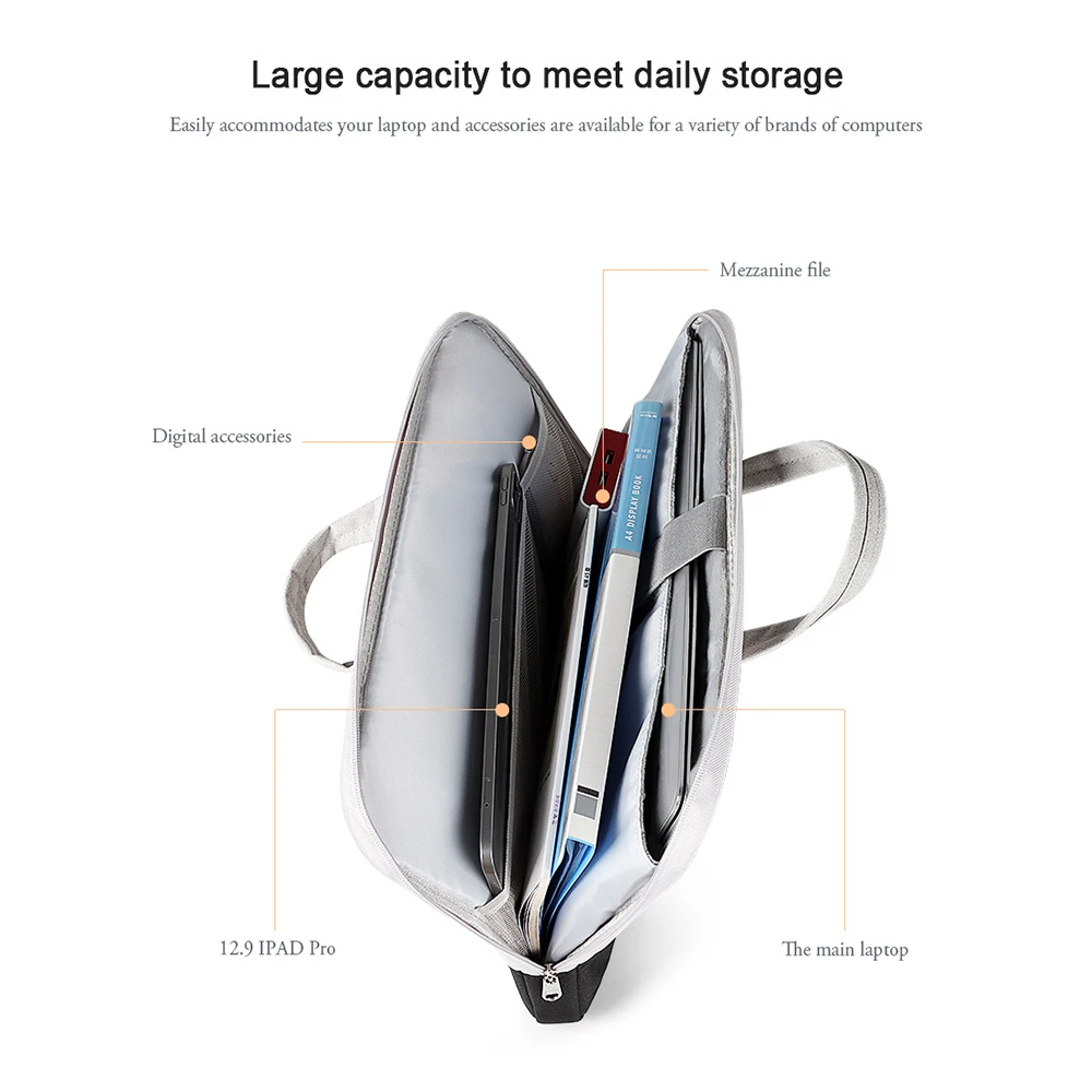 New Waterproof Handbag With Inside Compartment Laptop Bag 13.3 14 15.6 Inch Notebook Case Sleeve For Macbook M1 Xiaomi Briefcase |