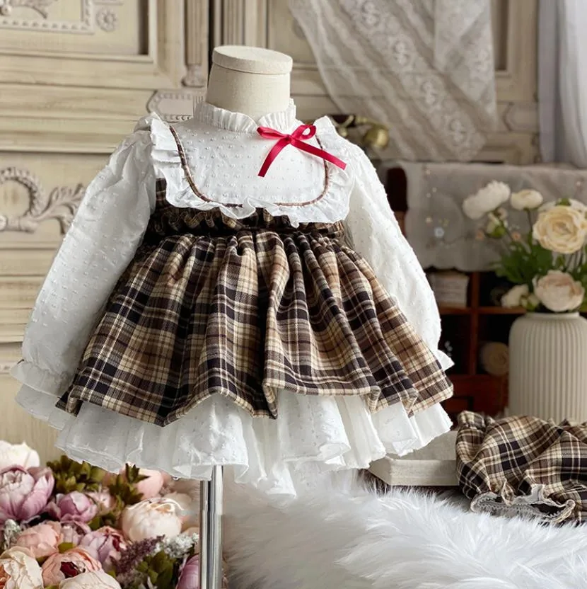 

Miayii Baby Clothing Spanish Vintage Lolita Ball Gown Ruffles Birthday Party Easter Plaid Princess Dress For Girls A69