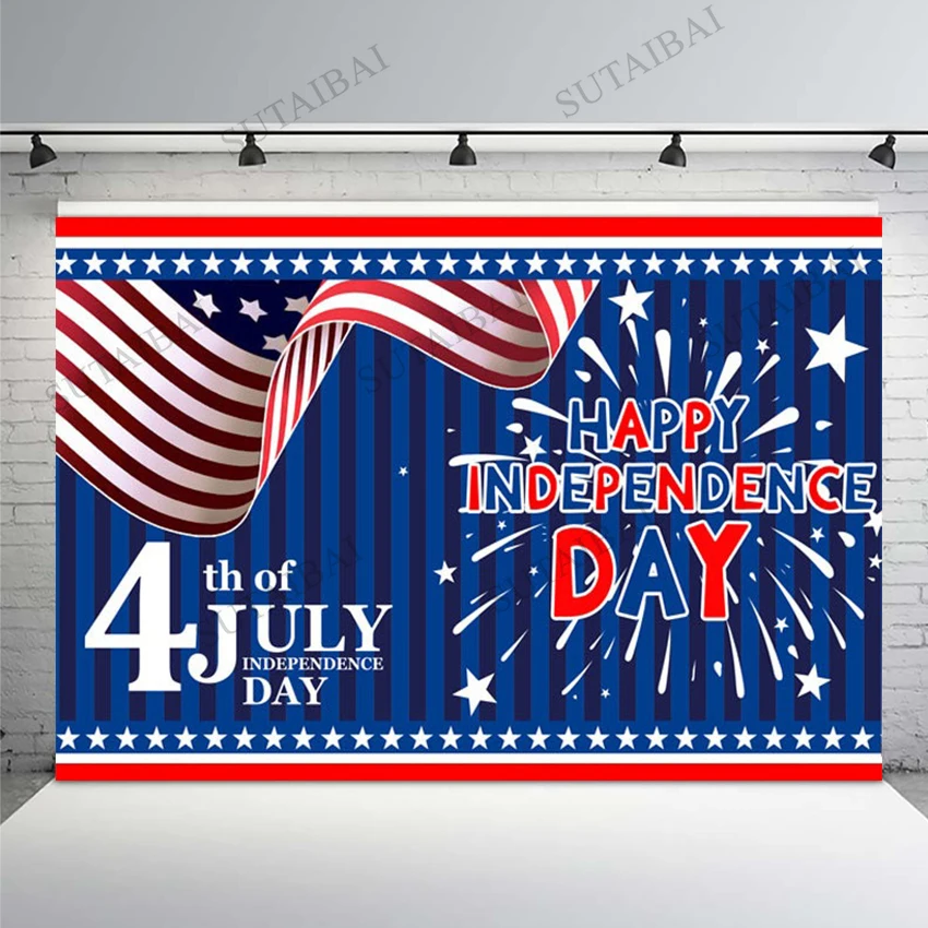 

American Flag 4th of July Backdrop Navy Stripe USA Holiday Decoration Patriotic Independence Day Backdrop Photography Background