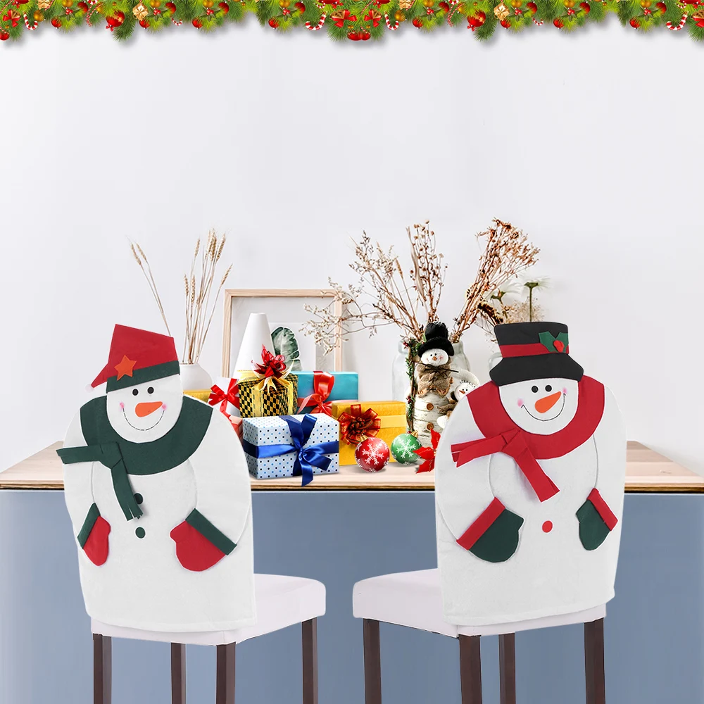 2 шт./компл. рождественские чехлы на спинку стула Снеговик Санта Рождество ужин