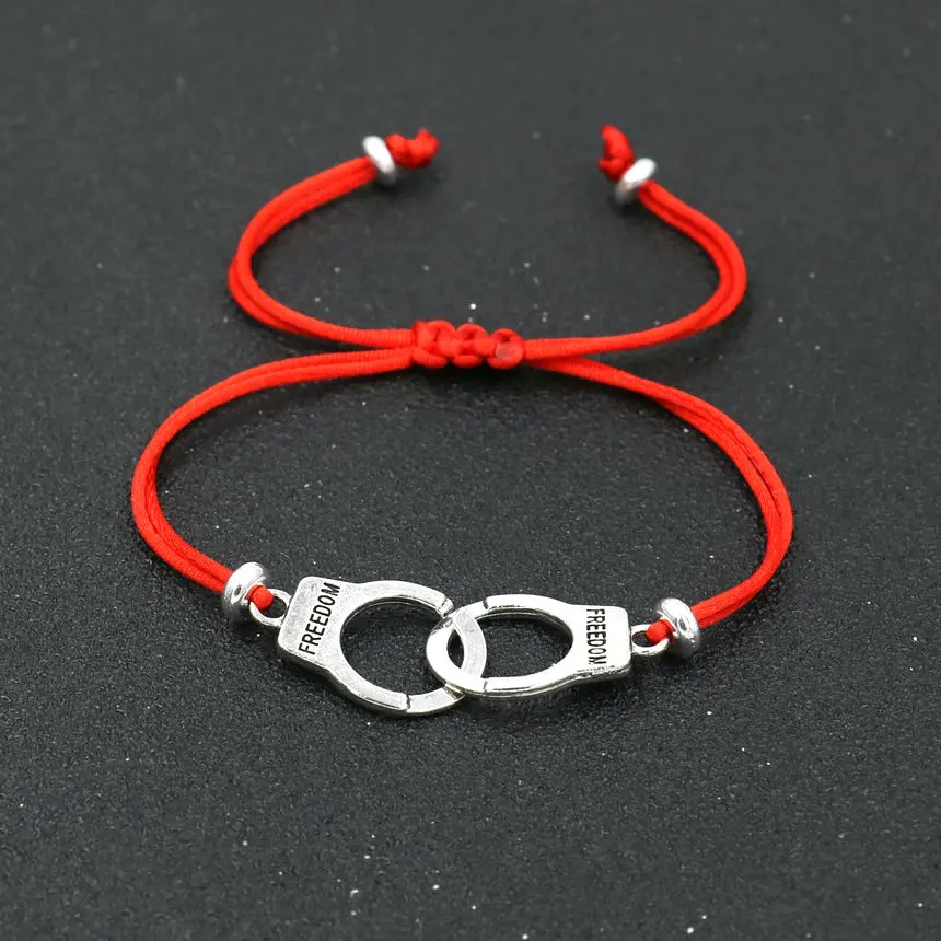 Известный модный серебряный Цвет браслет на руку для женщин красная веревочная