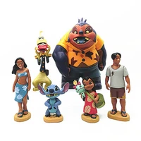 6pcs disney kawaii lilo stitch cartoons anime action figure collectible decoration toy model kids birthday gifts